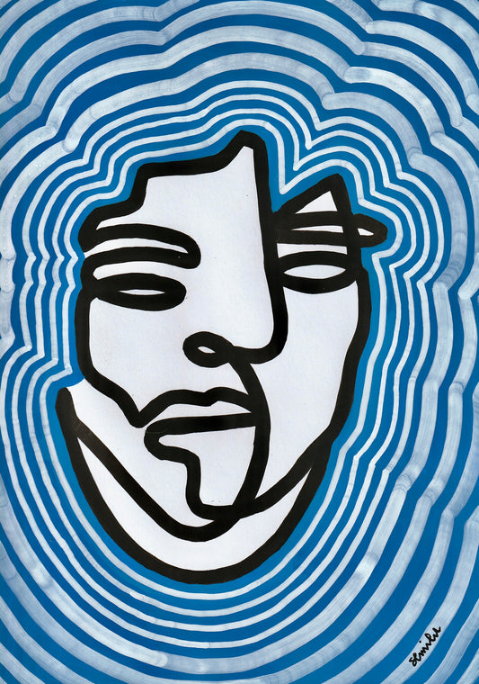 Portrait au trait * bleu 2