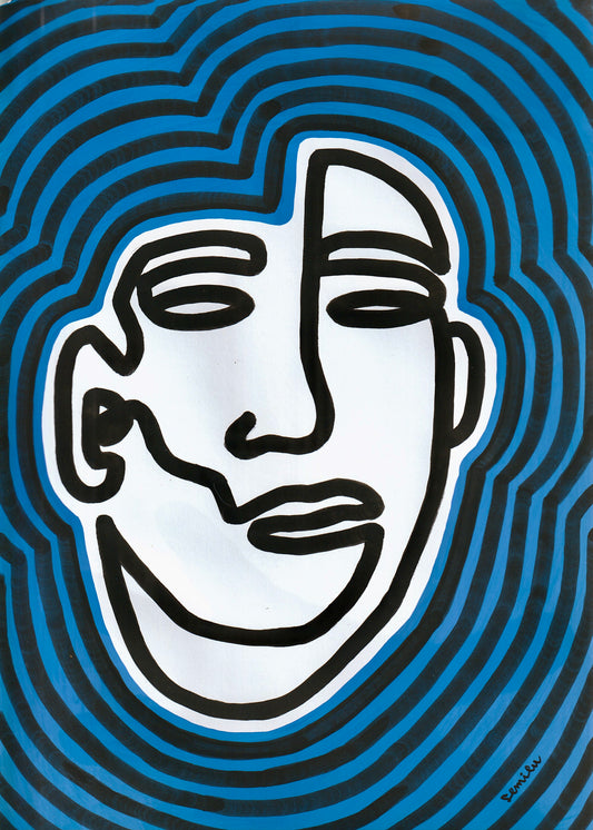 Portrait au trait * bleu 1
